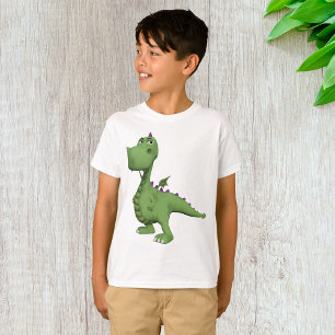 Camiseta Personaje de Dinosaurio Verde con Púas Moradas
