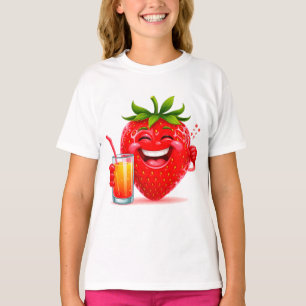 Camiseta Personaje de Fresa Alegre Disfrutando