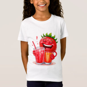 Camiseta Personaje de Fresa Alegre Disfrutando