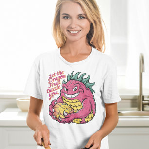 Camiseta Personaje De Fruta Dragón Disfrutando De Un Sabros