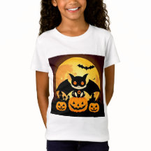 Personaje de gato de Halloween lindo con calabazas