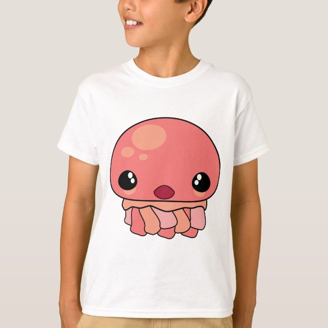 Camiseta Personaje De Kawaii Jellyfish Rosa Cute (Anverso)