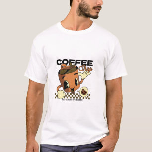 Camiseta Personaje de la Copa de Café Cute Retro - Cafeterí