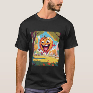 Camiseta Personaje de manzana alegre en parque otoñal, rega