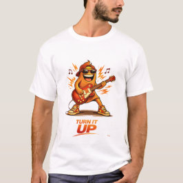Camiseta Personaje de música divertida de guitarrista naran