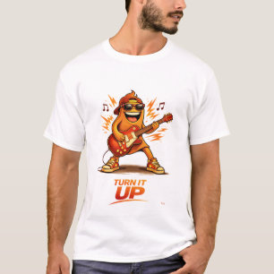 Camiseta Personaje de música divertida de guitarrista naran