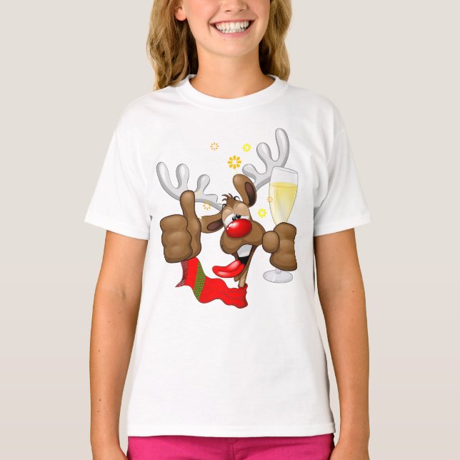 Camiseta Personaje de Navidades divertidos renos ebrios (Anverso)