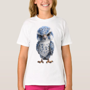 Camiseta Personaje de niño de búho pequeño azul gruñón