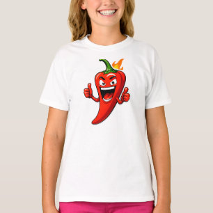 Camiseta Personaje de pimiento de fuego de dibujos animados