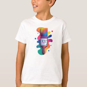 Camiseta Personaje de Pincel Adorable con Salpicaduras de P