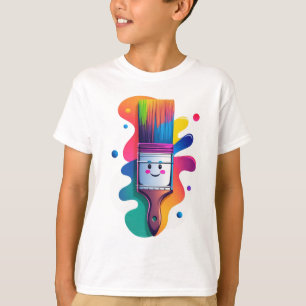Camiseta Personaje de Pincel Adorable con Salpicaduras de P