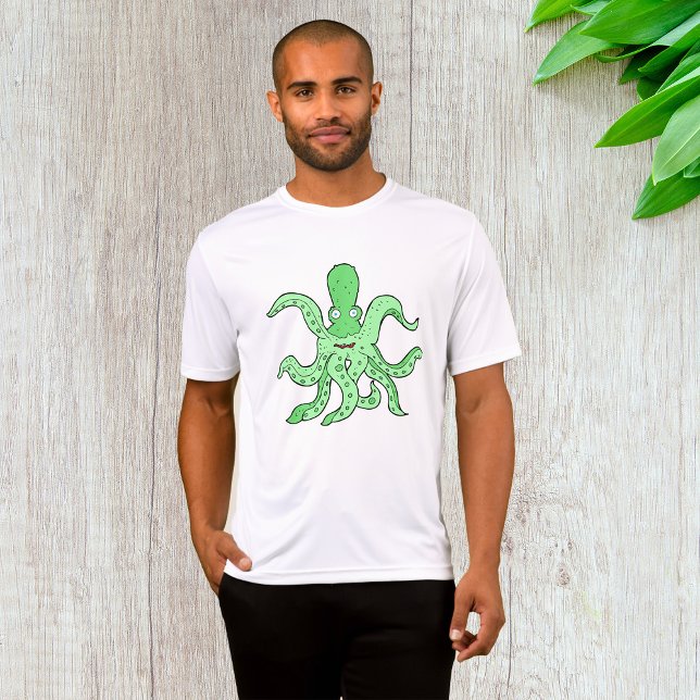 Camiseta Personaje de pulpo verde Monstruo del mar Quirky (Subido por el creador)