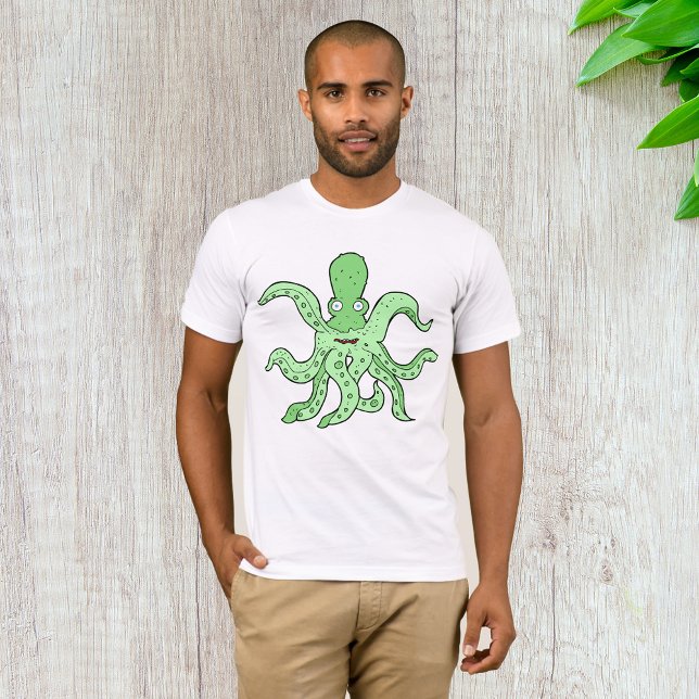 Camiseta Personaje de pulpo verde Monstruo del mar Quirky (Subido por el creador)