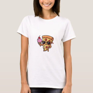 Camiseta Personaje de rebanada de pizza genial con gafas de