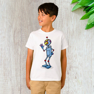 Camiseta Personaje de Robot Retro Futurista Saludando