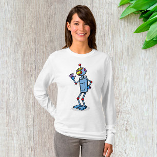 Camiseta Personaje de Robot Retro Futurista Saludando