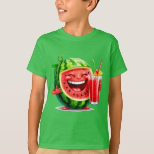 Camiseta Personaje de sandía sonriente disfrutando