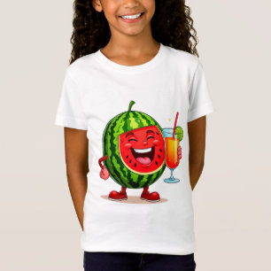 Camiseta Personaje de sandía sonriente disfrutando