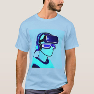 Camiseta Personaje digital que lleva cabezas virtuales