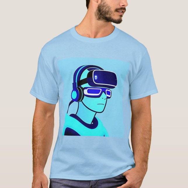Camiseta Personaje digital que lleva cabezas virtuales (Anverso)