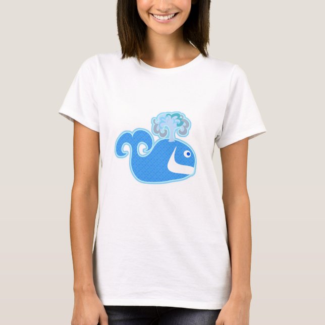 Camiseta Personaje divertido de caricatura de ballena feliz (Anverso)