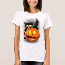 Camiseta Personaje divertido de Halloween mordiendo una cal