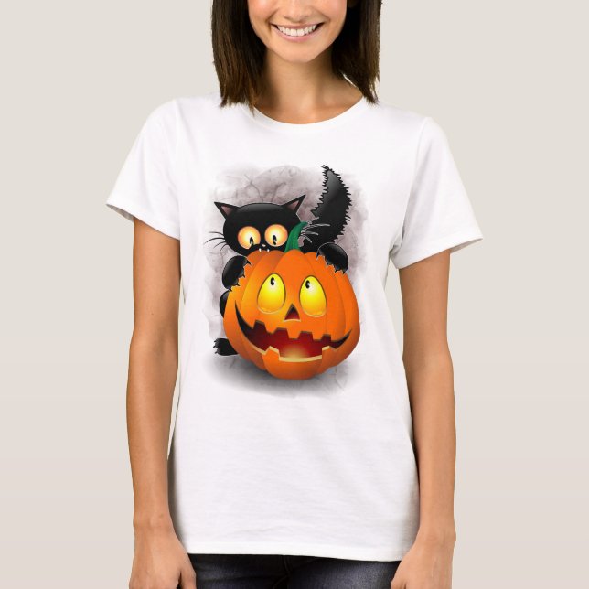 Camiseta Personaje divertido de Halloween mordiendo una cal (Anverso)