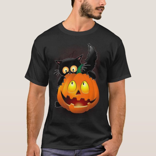 Camiseta Personaje divertido de Halloween mordiendo una cal (Anverso)