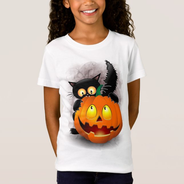Camiseta Personaje divertido de Halloween mordiendo una cal (Anverso)