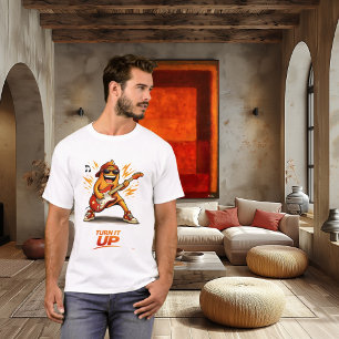 Camiseta Personaje divertido de músico de bajo naranja Músi