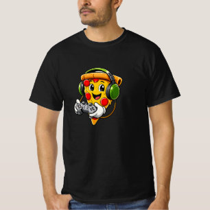 Camiseta Personaje Divertido de Pizza para Jugadores Diseño