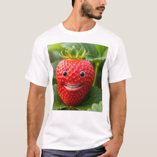 Camiseta Personaje Feliz de Fresa en el Jardín