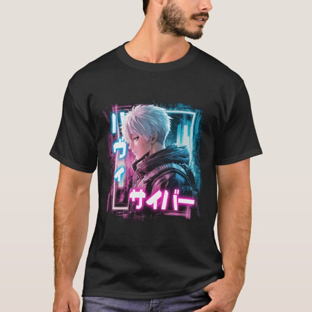 Camiseta Personaje masculino de anime Cyberpunk de Japón (Anverso)