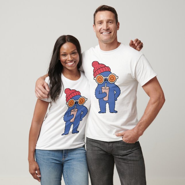 Camiseta Personaje Monstruo Azul Fresco con Gorro (Unisexo)