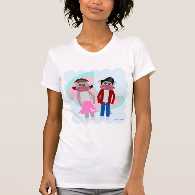 Camiseta Personajes De Caricatura De Mono Cute Fifties Sock (Anverso)