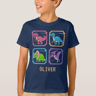 Camiseta Personajes de dinosaurios de arcade retro de los 9
