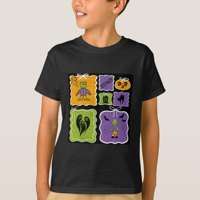Camiseta Personajes de Halloween lindos Frankenstein y Zomb (Anverso)
