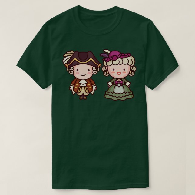 Camiseta Personajes de Kawaii King Louie XVI Marie Antoinet (Diseño del anverso)