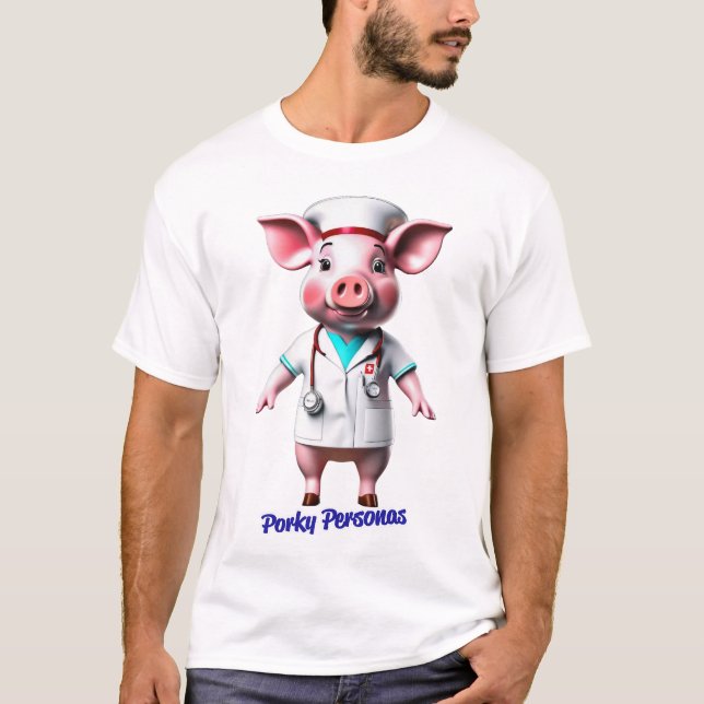 Camiseta Personajes de Pig graciosos de Porky Personas. Enf (Anverso)
