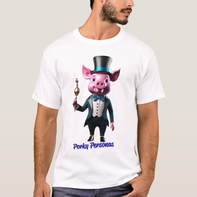 Camiseta Personajes de Pig graciosos de Porky Personas. Mag (Anverso)