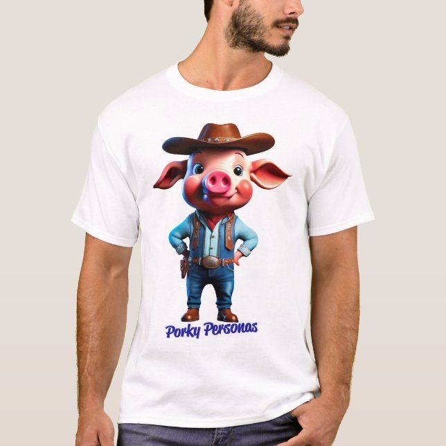 Camiseta Personajes de Pig graciosos de Porky Personas. Vaq (Anverso)