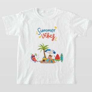 Camiseta Personajes de sandía lindos relajándose bajo una p