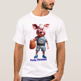 Camiseta Personajes divertidos de cerdos Porky. Baloncesto