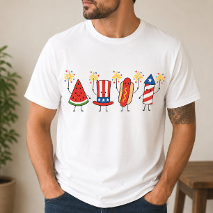 Camiseta Personajes Divertidos de Comida Patriótica Kawaii