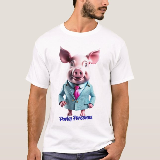 Camiseta Personajes divertidos de Porky Personas Pig (Anverso)