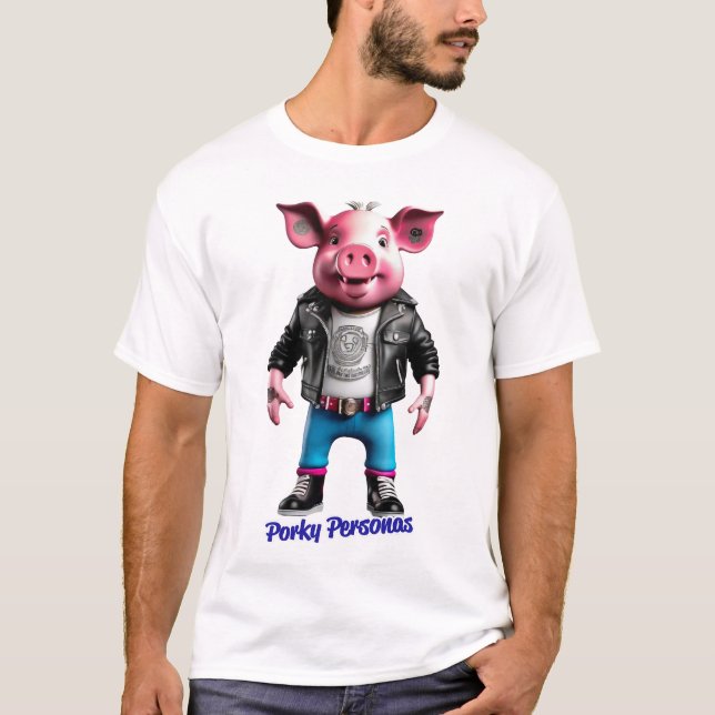 Camiseta Personajes divertidos de Porky Personas Pig (Anverso)