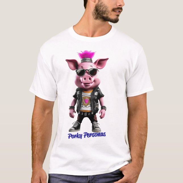 Camiseta Personajes divertidos de Porky Personas Pig (Anverso)