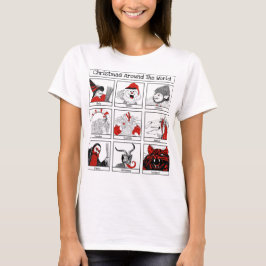 Camiseta Personajes navidades alrededor del Ilustracion mun