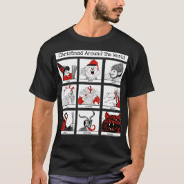 Camiseta Personajes navidades alrededor del Ilustracion mun