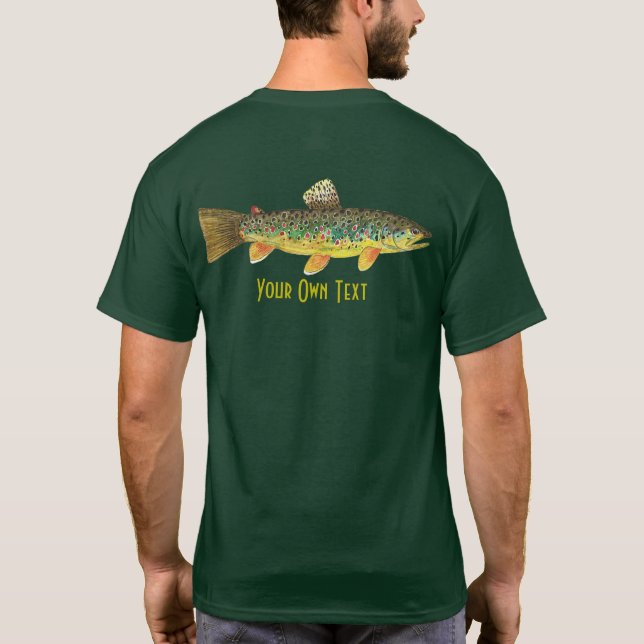 Camiseta Personalice a los pescadores de trucha marrón (Reverso)